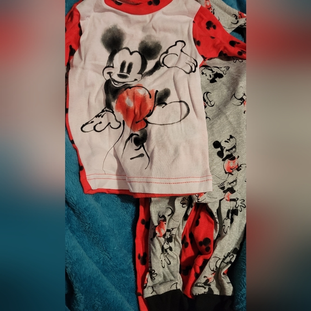 Pj Set Disney Mickey Mouse 12 months 4 Piece Unisex Boys New NWT